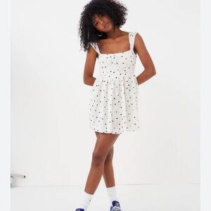 NEW for love and lemons white and black polka dot dress size small